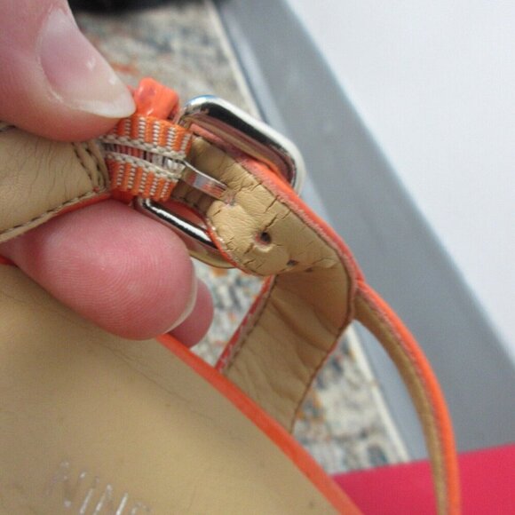 Nine West Wedge Strappy Sandals Women 7 Coral Slingback High Heels Party y2k 496 - Picture 8 of 13